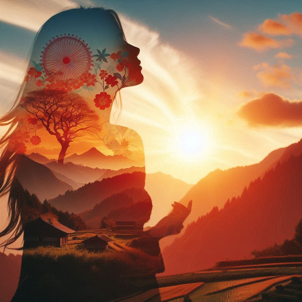 double exposure beautiful fantasy portrait landscape..