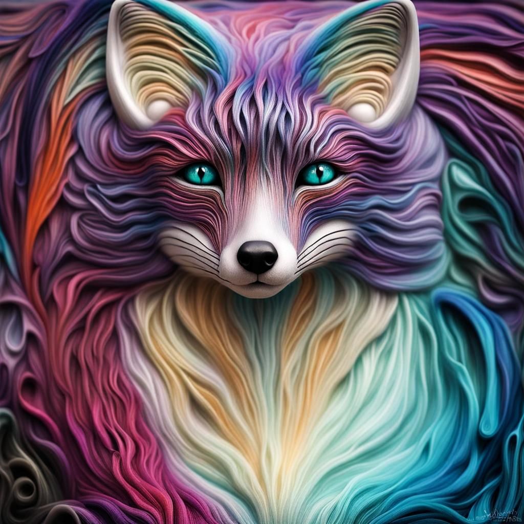 Colorful Yarn Fox - AI Generated Artwork - NightCafe Creator