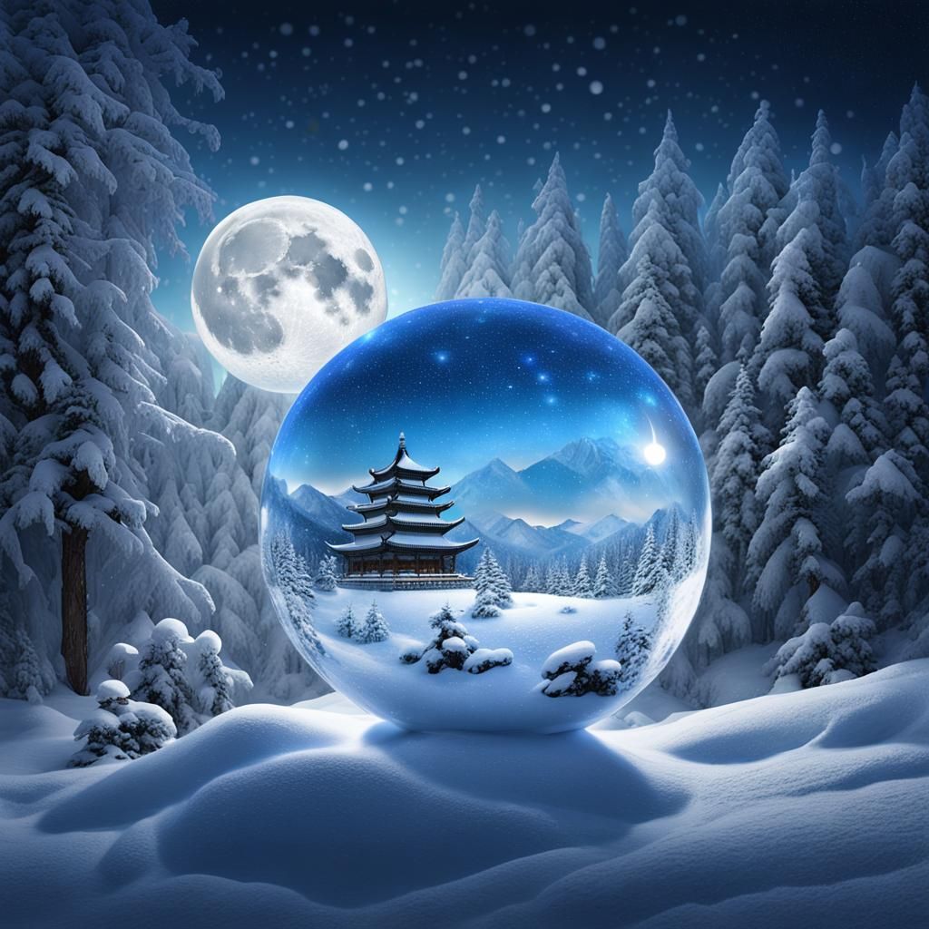 "Chinese Pavilion in a Snow Globe 4"