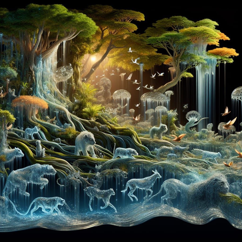 Enchanted Jungle Formed from Flowing Water
