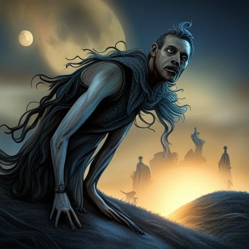 haunted grave yard zombie arms popping out of graves under a...