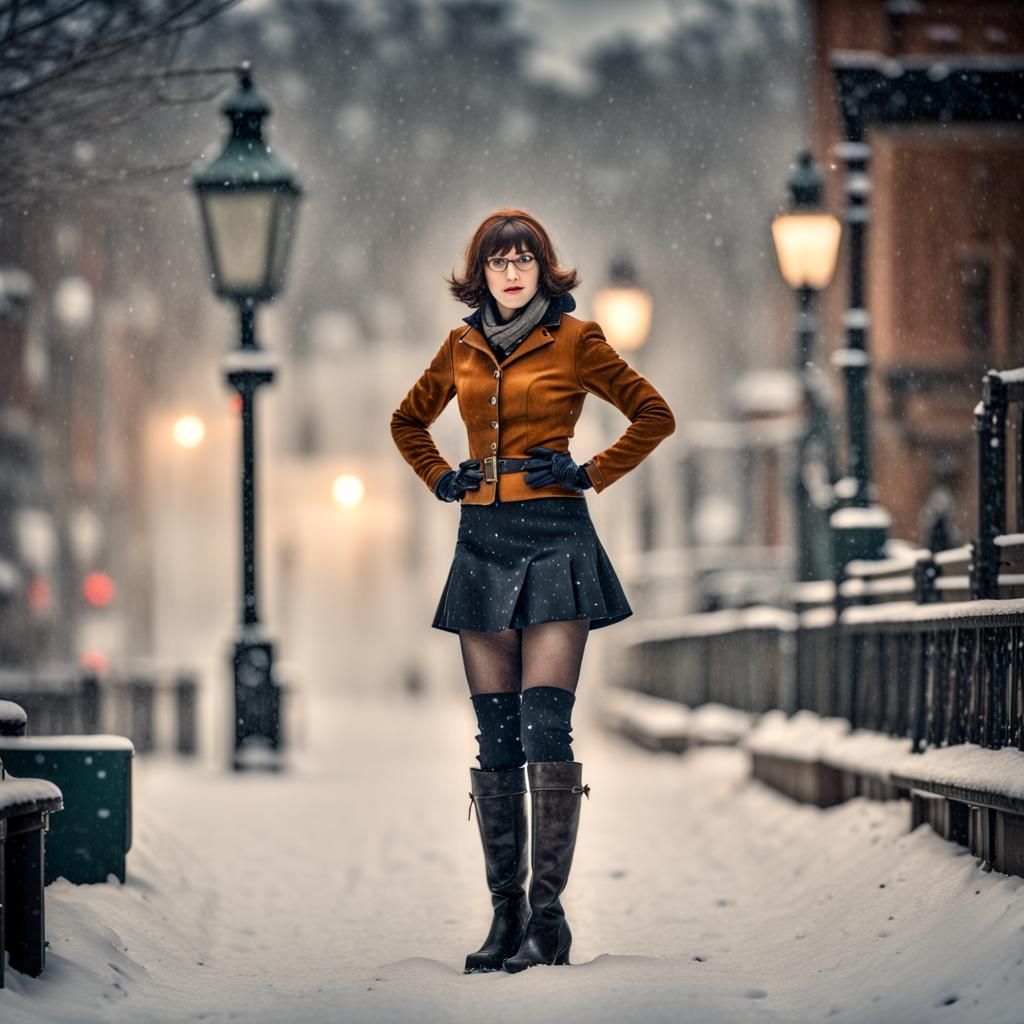 Velma Dinkley wears a short skirt and knee boots in Scarboro...