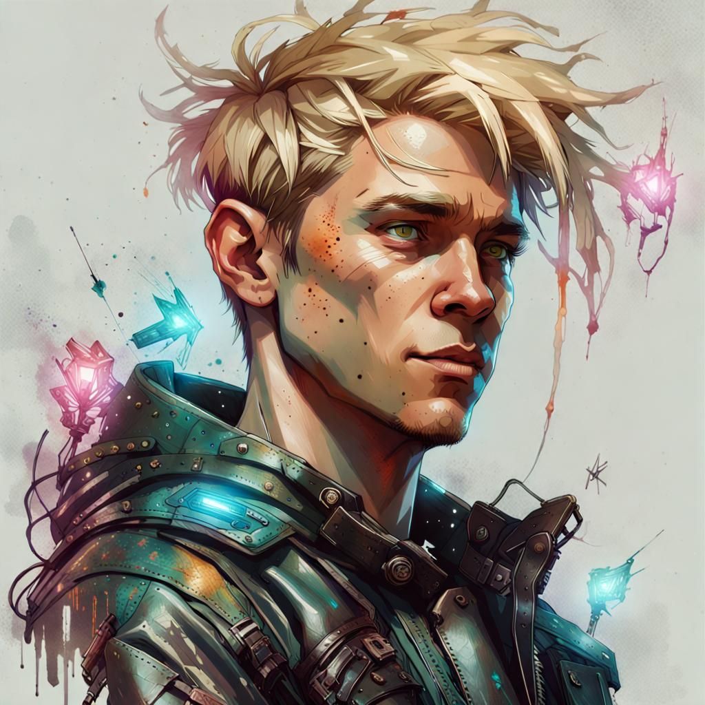 Portrait of cyberpunk guy violet 2 - AI Generated Artwork - NightCafe ...