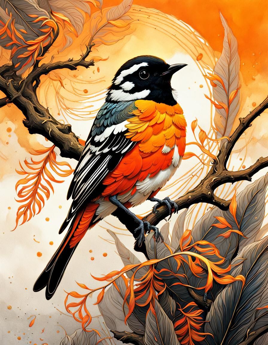 Flame robin  by @Shadow