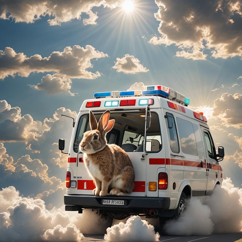 Rabbit in an ambulance