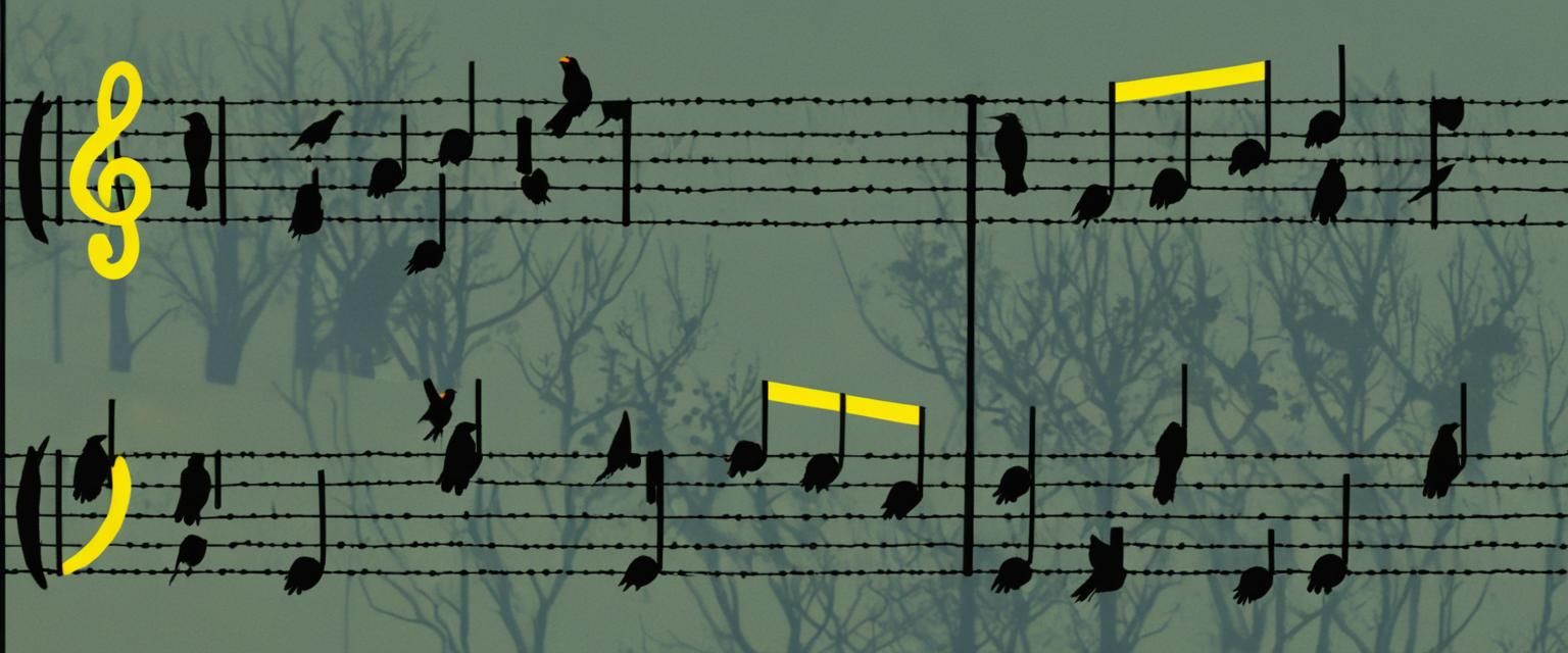 Crows on a grand staff,