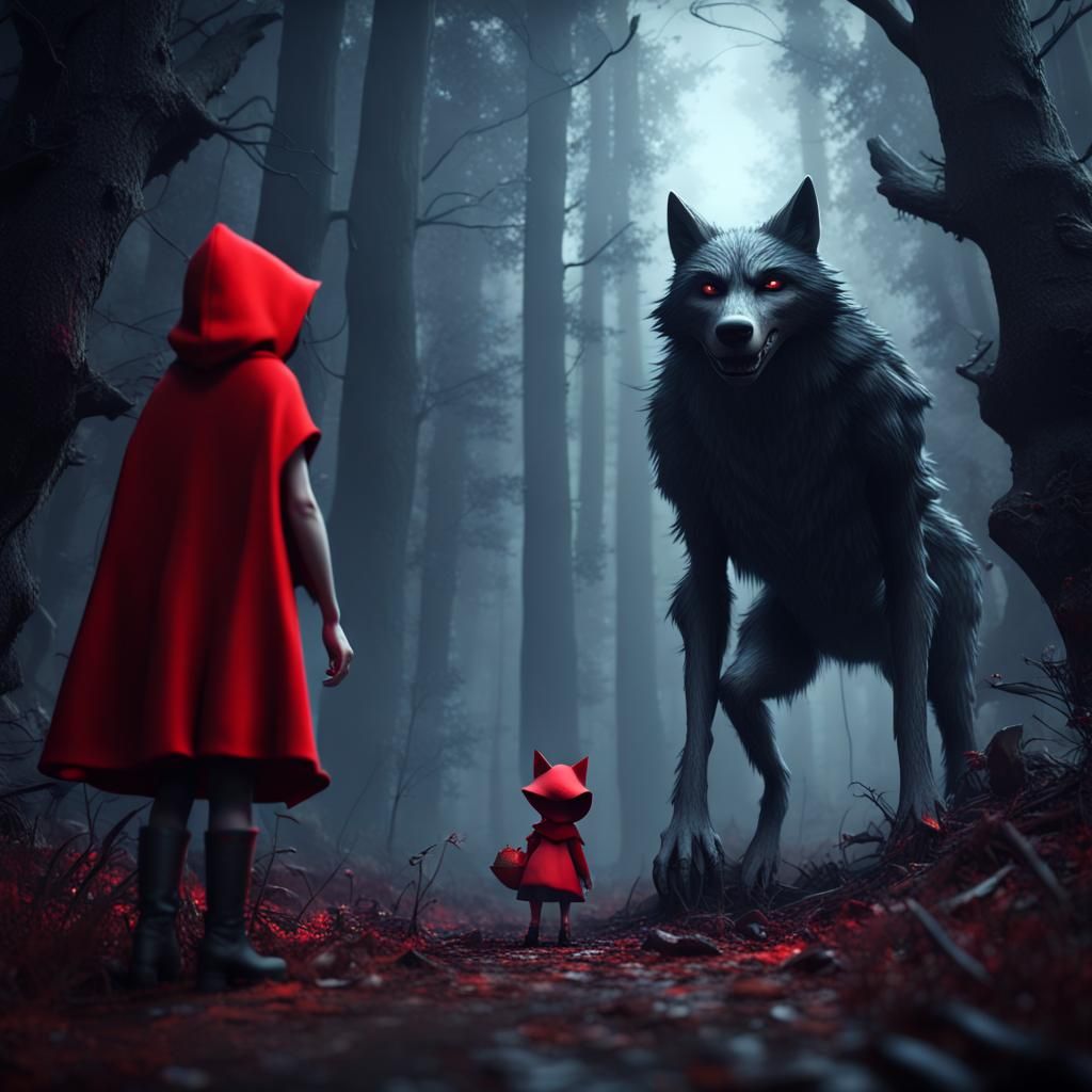 Little Red Riding Hood meets the Big Bad Wolf - AI Generated Artwork ...