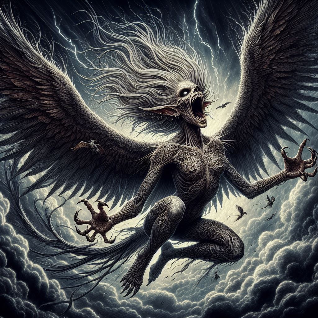 Storm Harpy Screaming Her Rage