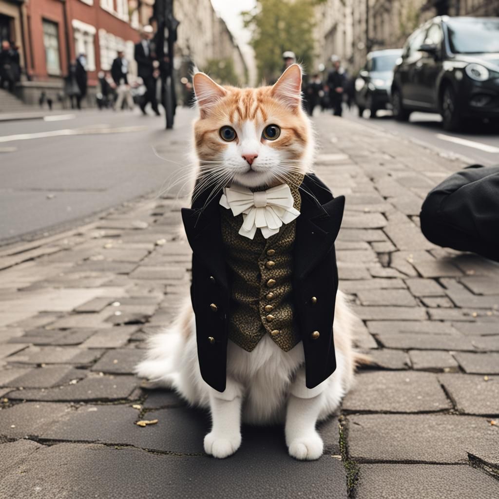 Cute cat wearing a suit