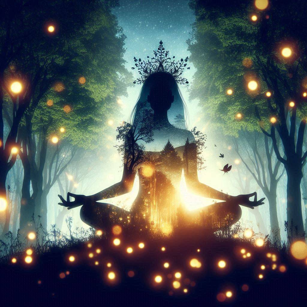 double exposure beautiful fantasy portrait landscape..