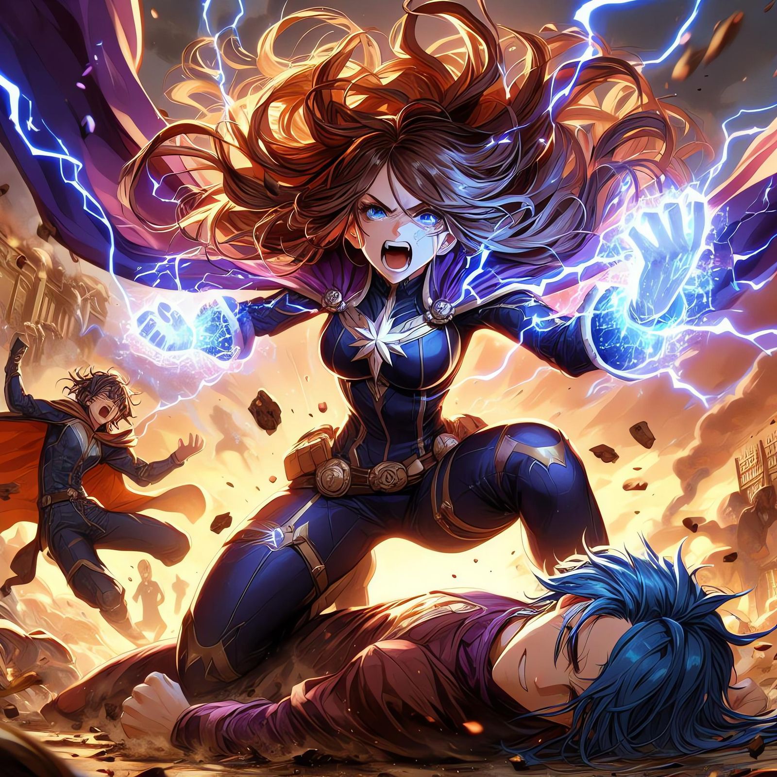 Nova the superheroine release her anger as energy to not kil...