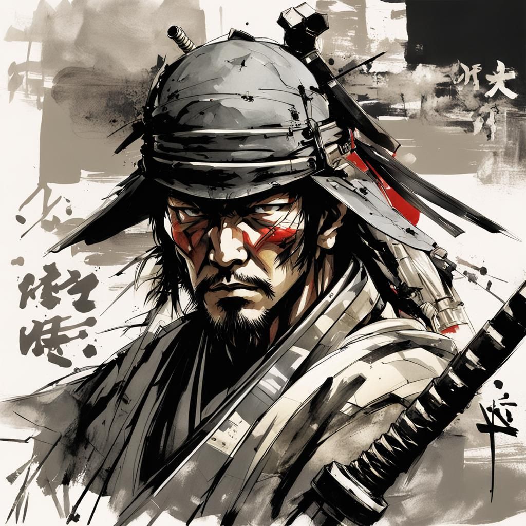 A samurai on the art style of Yoji Shinkawa