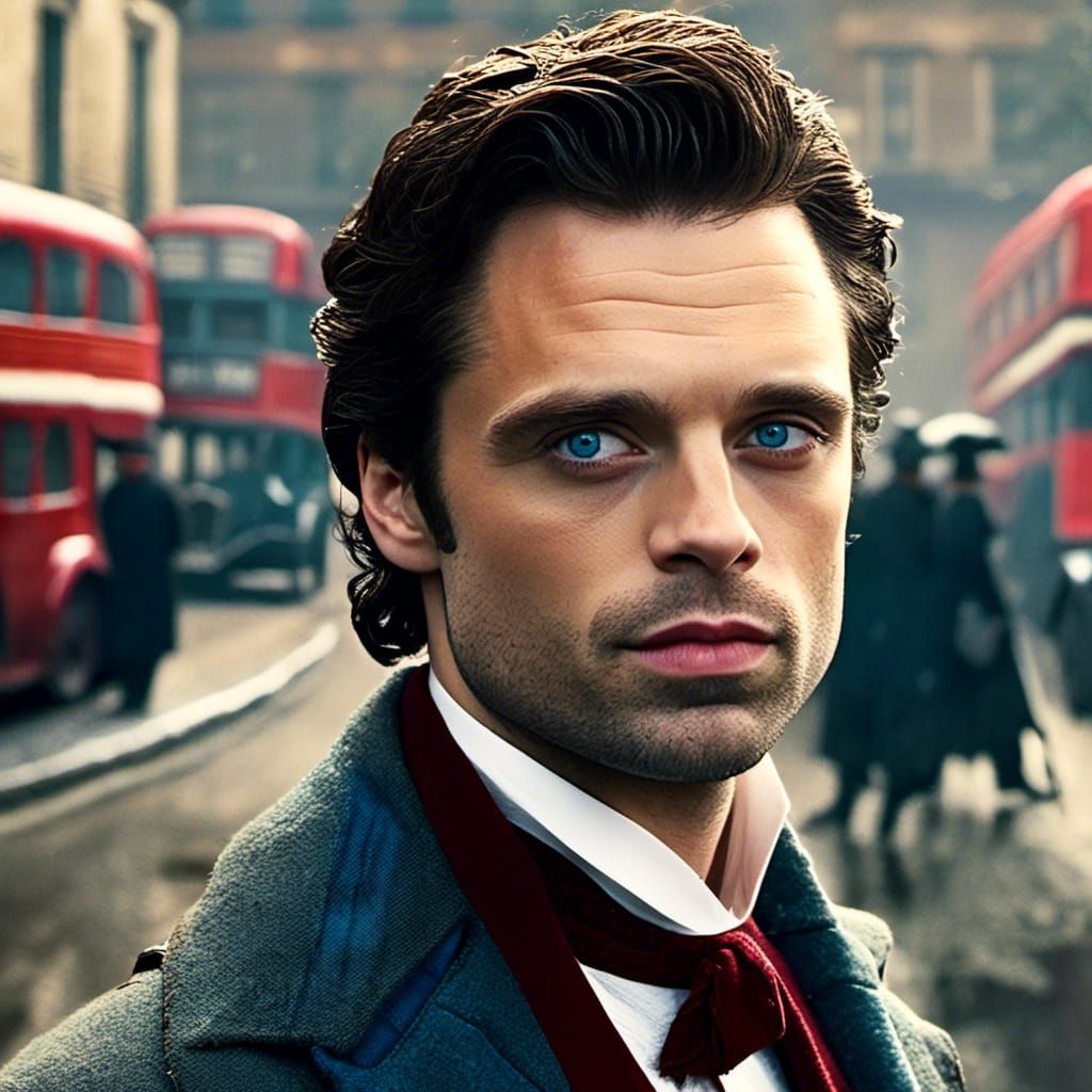 """1920s misty London street, Sebastian Stan is London resid...