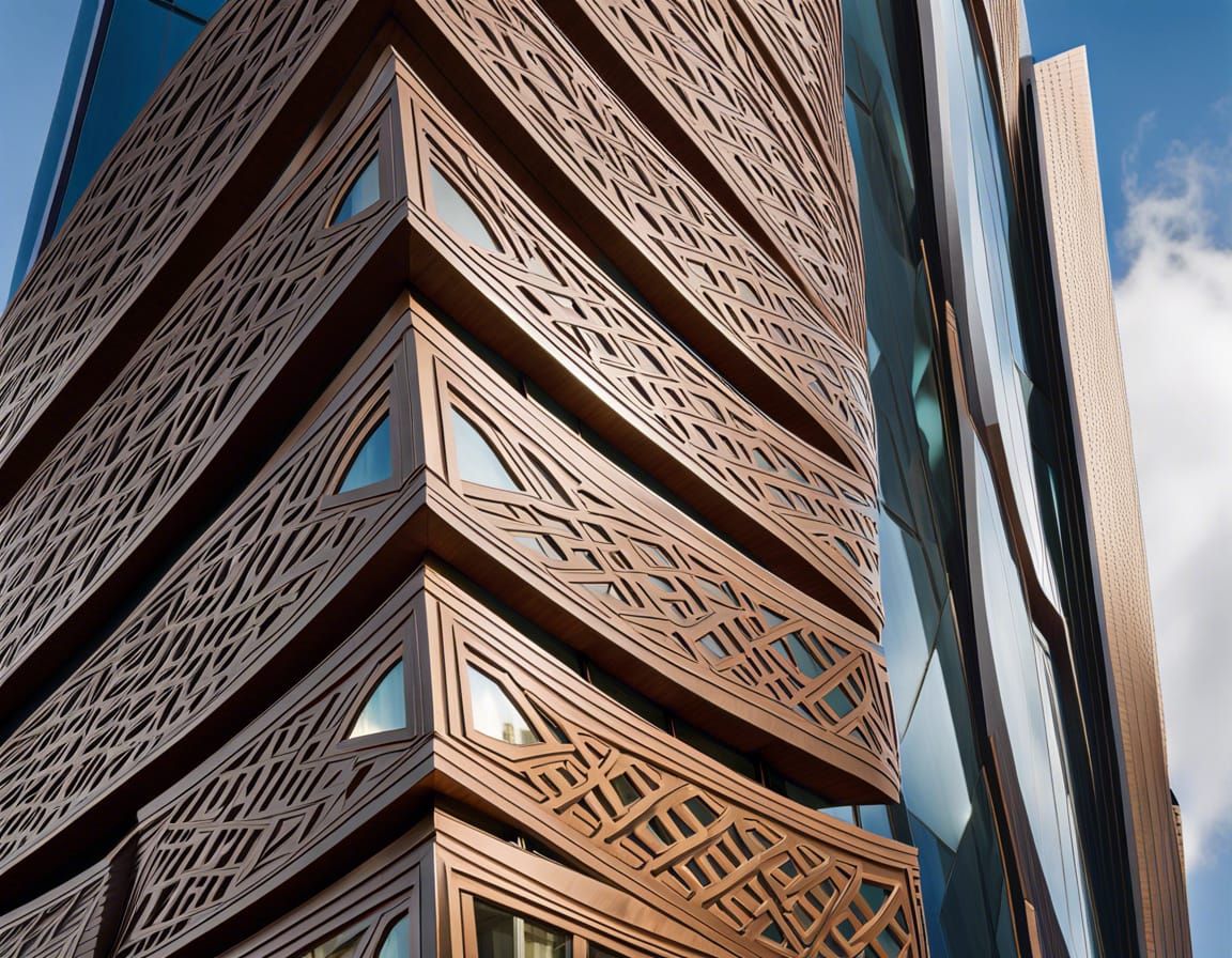 a close-up view of a modern building