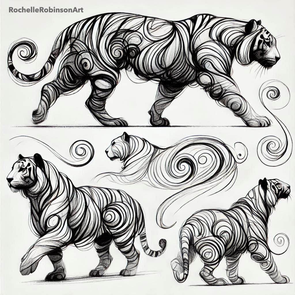 Tiger - B&W Sketch Art