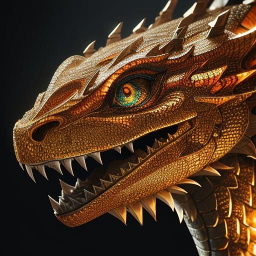 Detailed realistic shimmering dragon, friendly, enchanted, m...