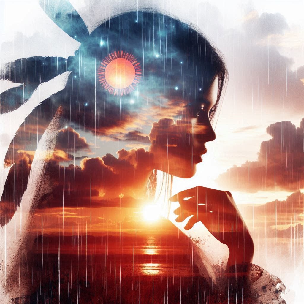double exposure beautiful fantasy DALL-E 3 portrait landscap...