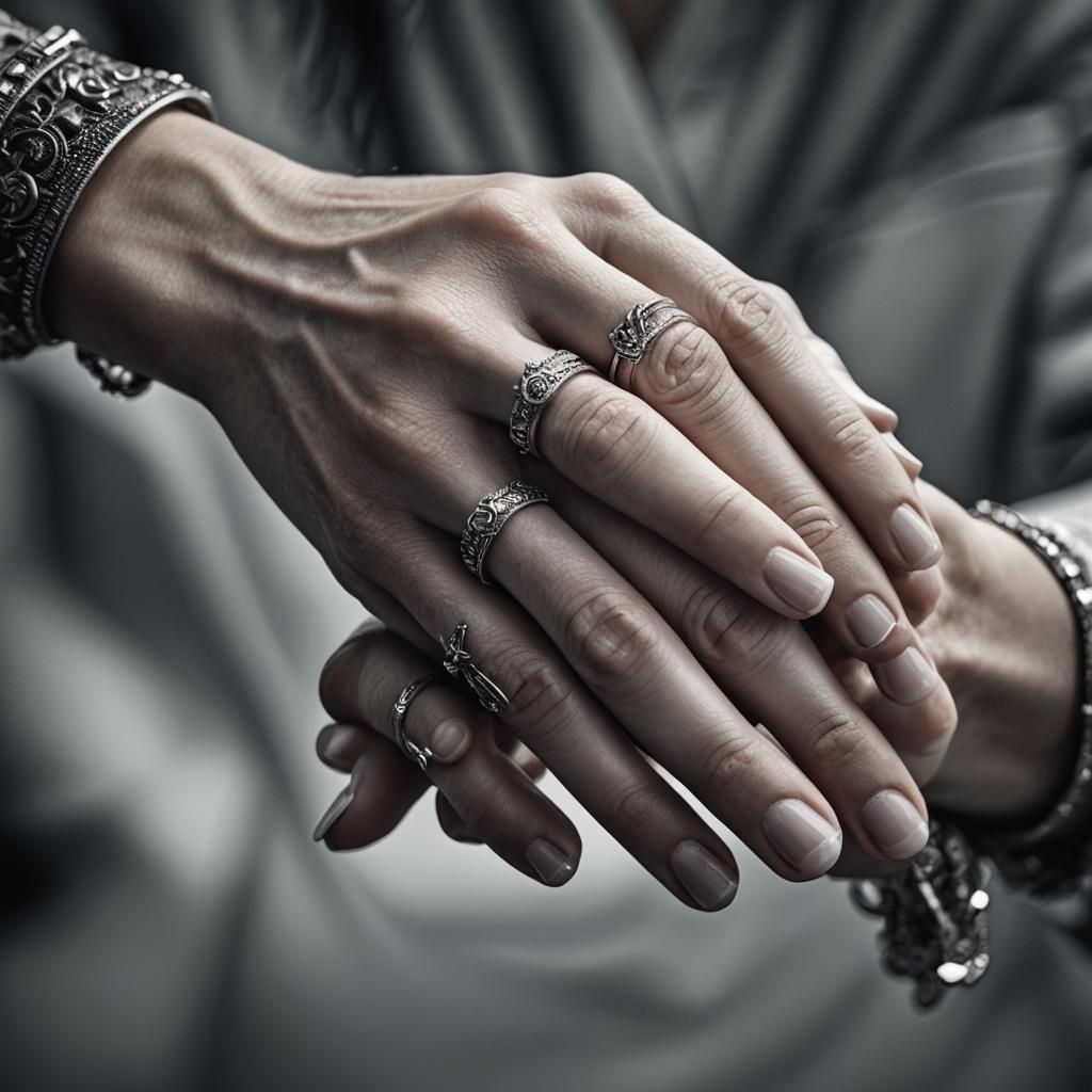 extreme close-up view of woman hands --style raw --v 6