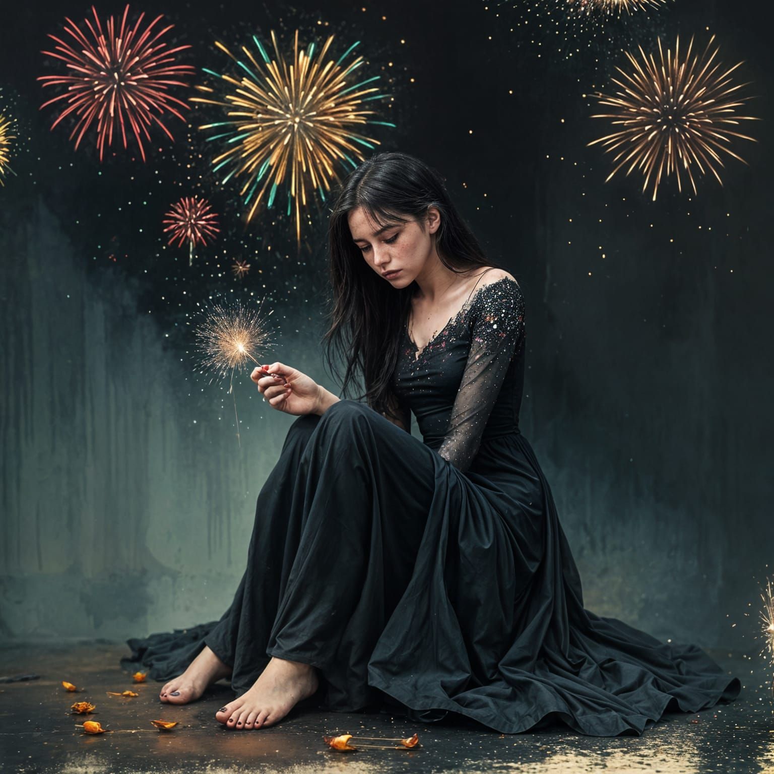 Melancholy Beauty Sits Amidst Fiery Celebration