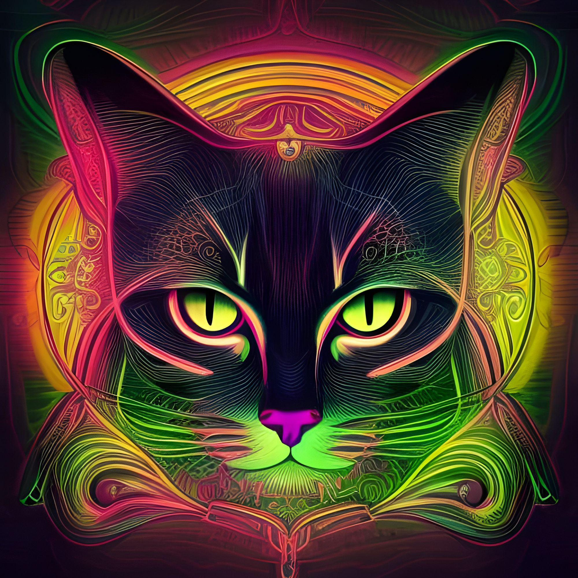 Mobile wallpaper Cats Cat Neon Butterfly Animal Green Eyes 479233  download the picture for free