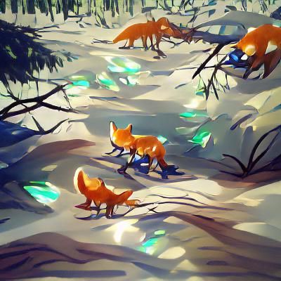 foxes in the shinny forest