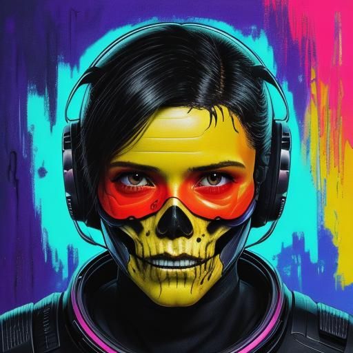 Alien Astronaut Skeleton in Spaceship: Cyberpunk Art