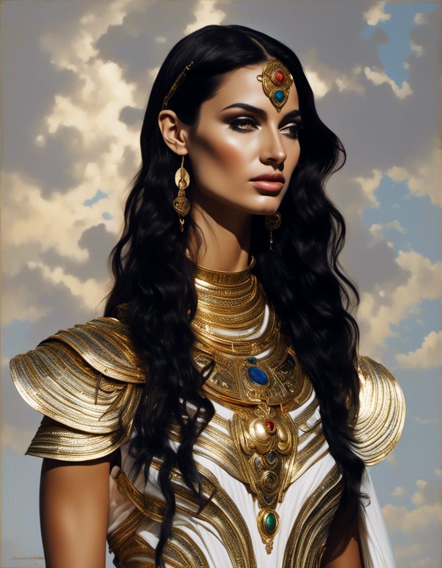 Hellenistic Woman in Profile with Golden Accents