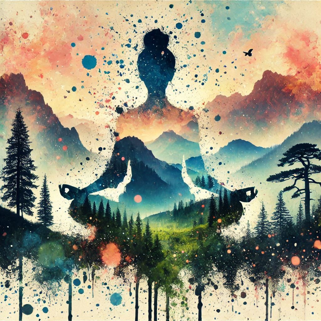 double exposure beautiful fantasy portrait landscape..