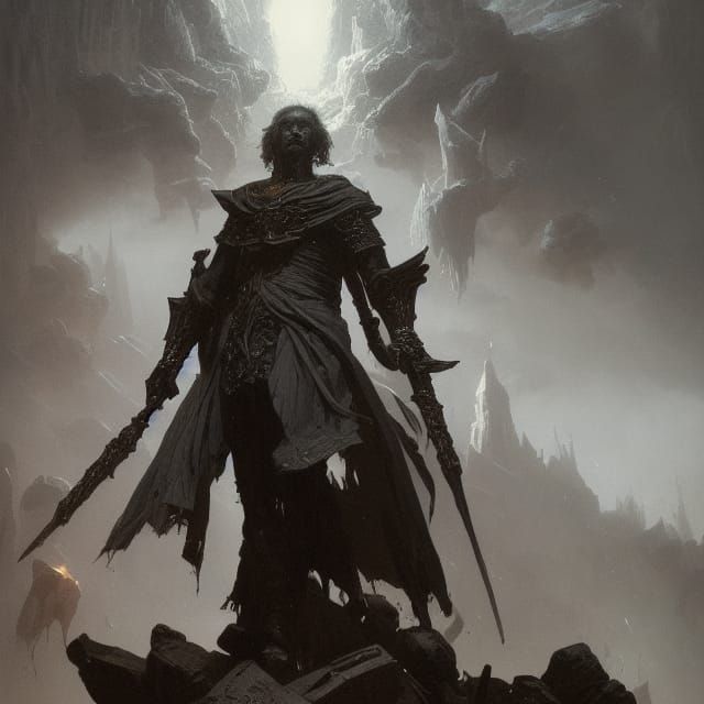 light male mage horror Gustave Doré Greg Rutkowski a masterp...