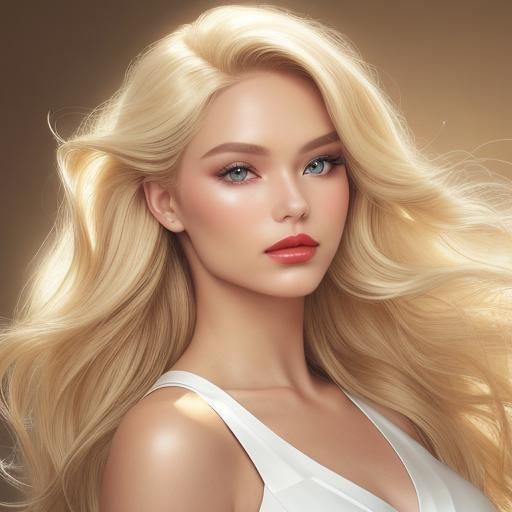 Glamour Model with Flowing Hair in Soft Lighting