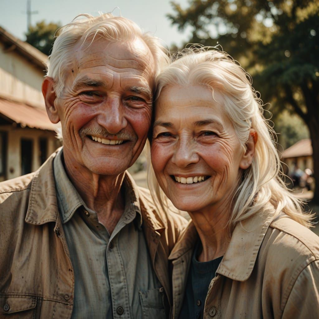 Old and happy couple.