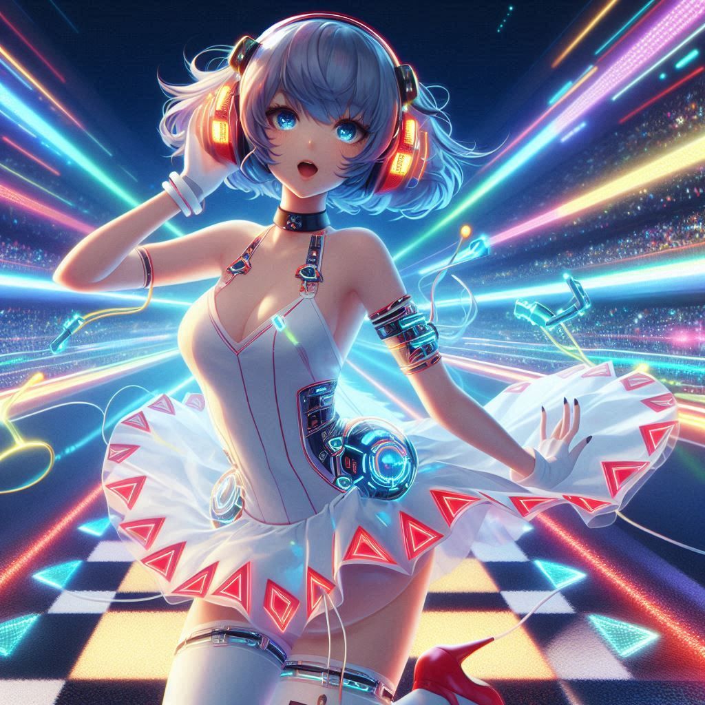 anime Beatmania IIDX artwork 3D render, low poly, game, japa...