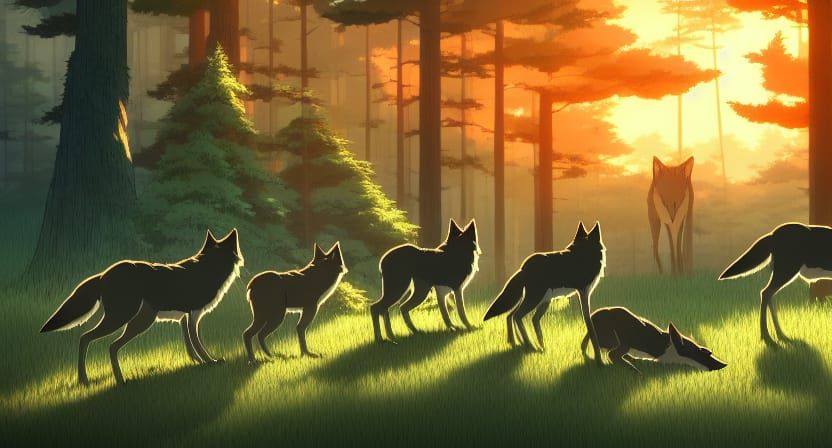 anime wolf pack wallpaper