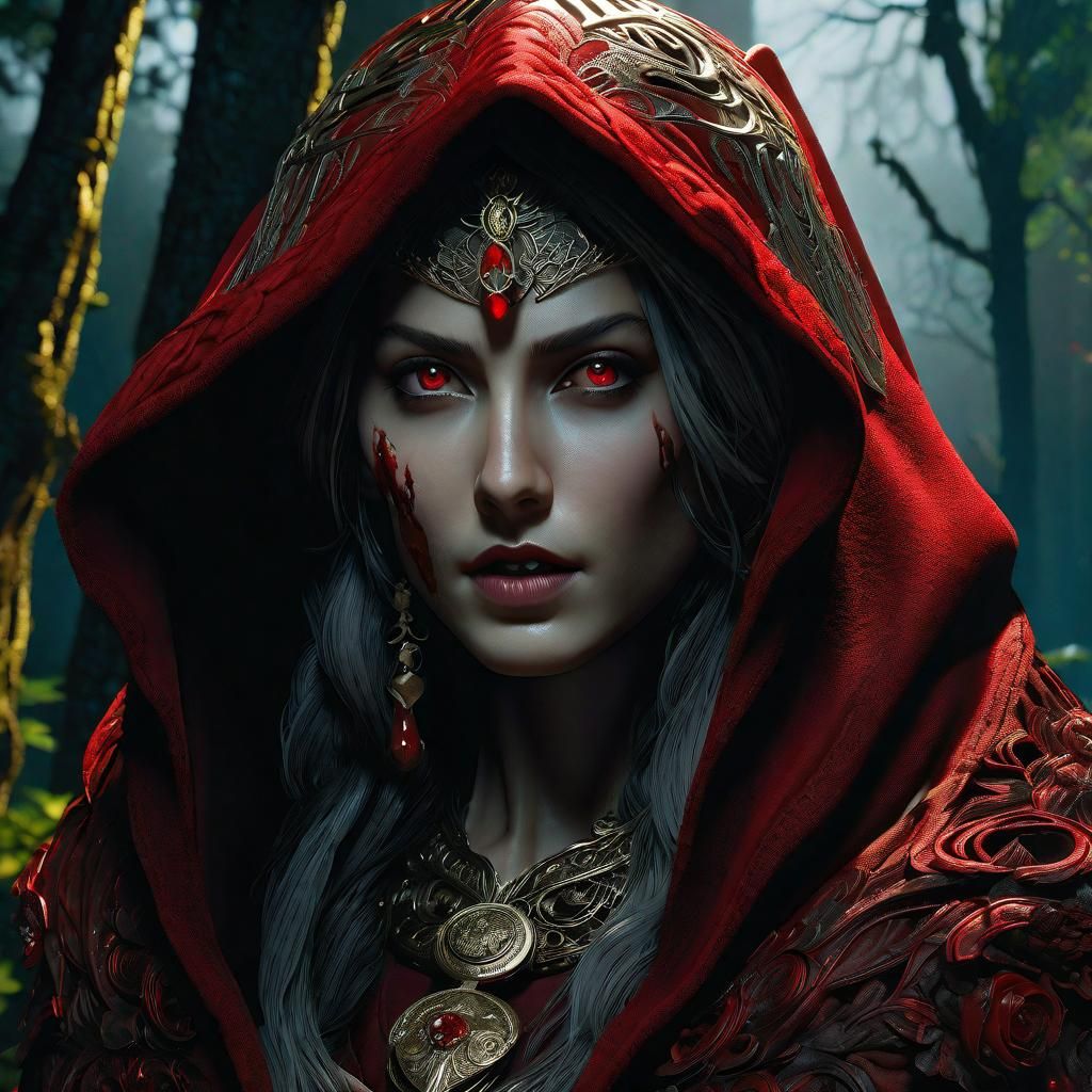 Red Riding Hood as a bloodsucking fiend - AI Generated Artwork ...