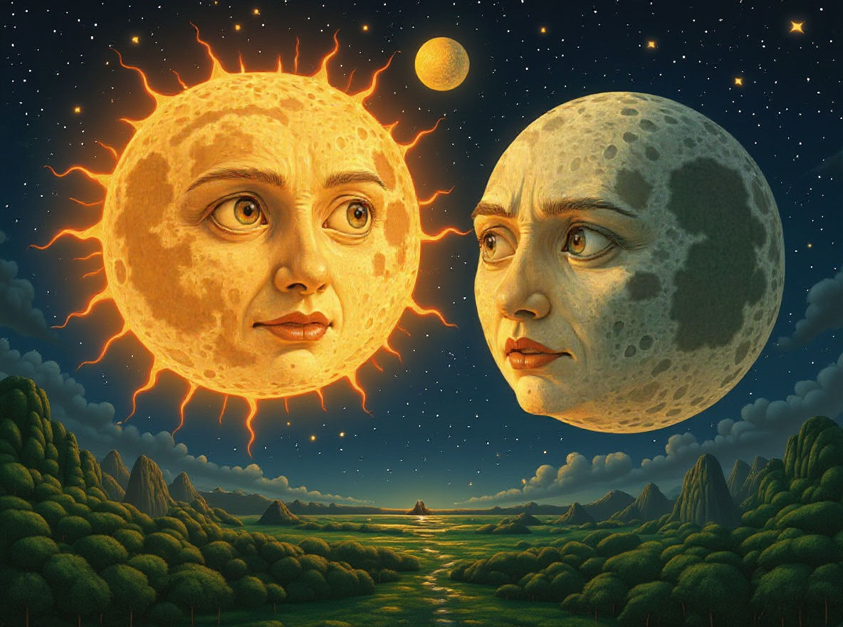 Moon envious of the sun.