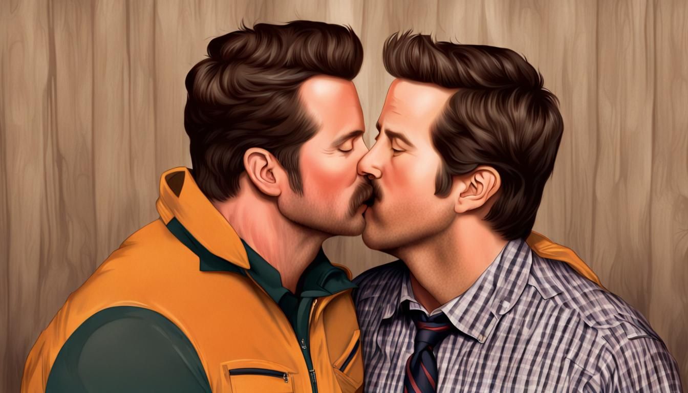 ron swanson kissing ryan reynolds