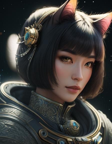 CatGirl in Space 5 - AI Generated Artwork - NightCafe Creator