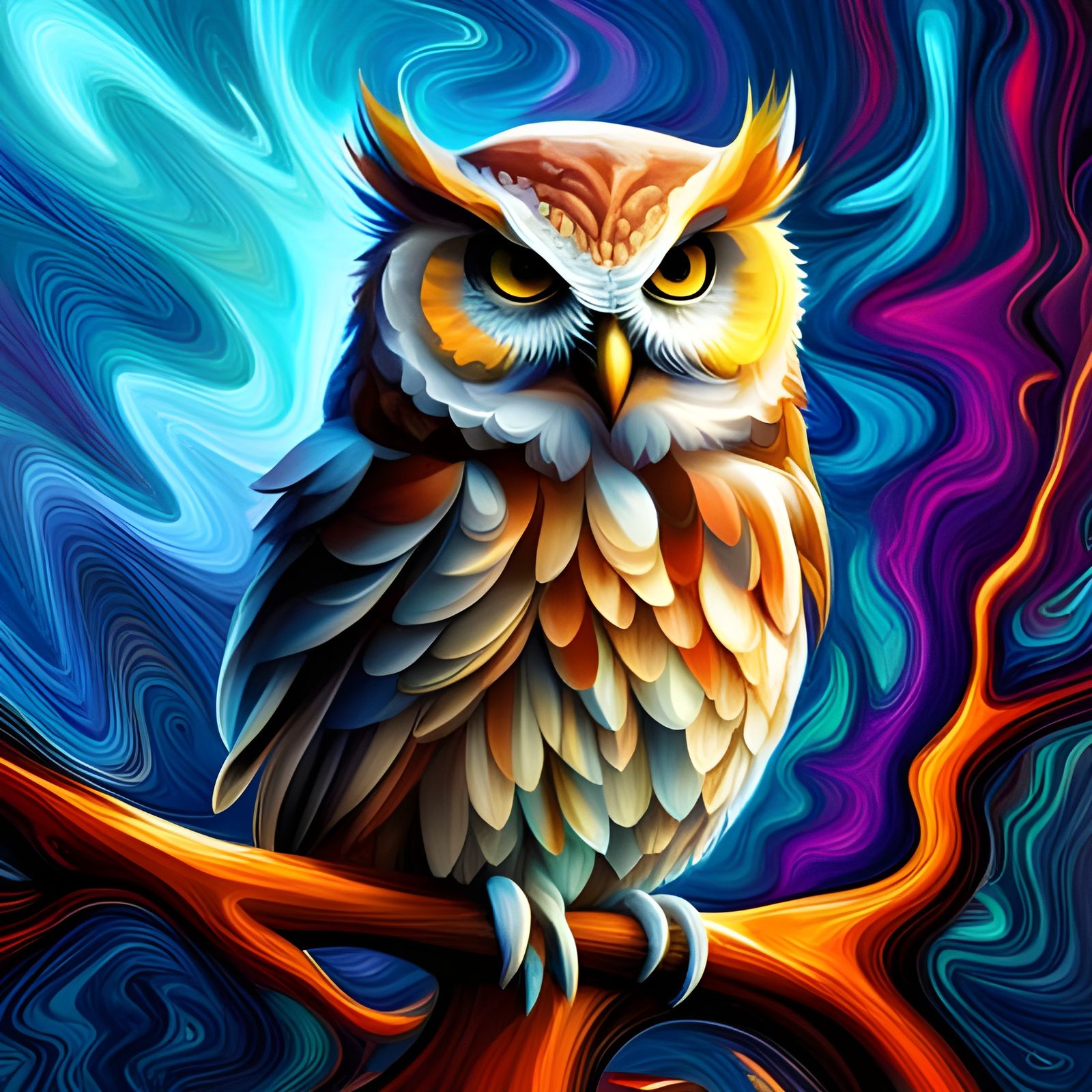 Groovy Owl Painting   by @Kim