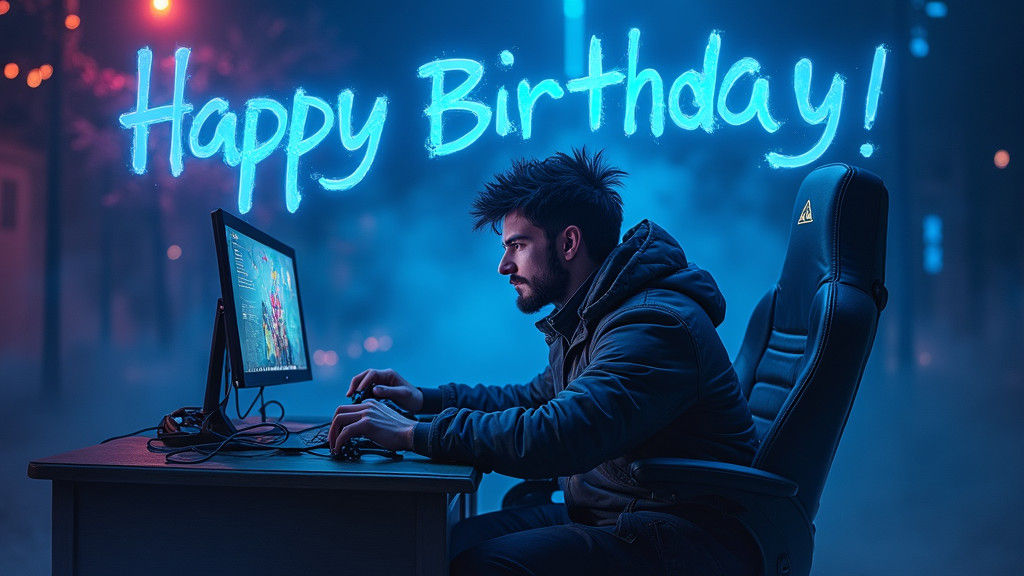 Generic blue gamer birthday cards