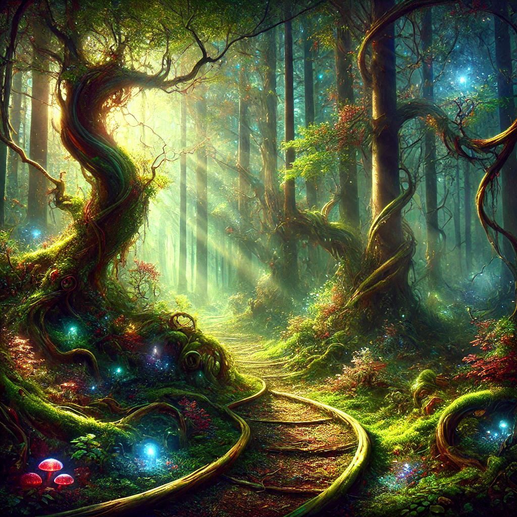 Enchanted glowing forest