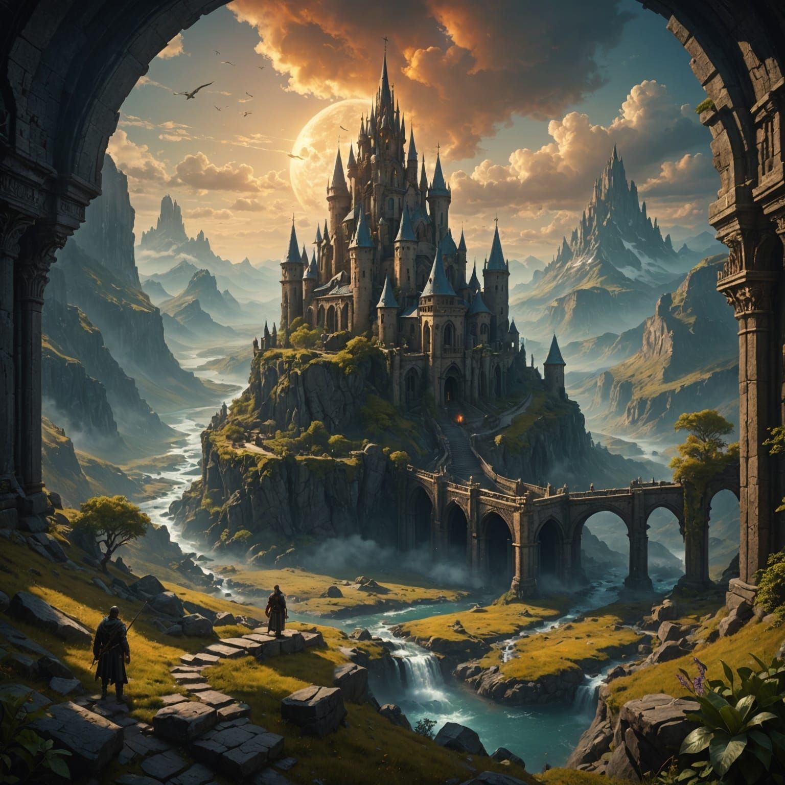 Surreal Divine Revelation in Vibrant Fantasy World