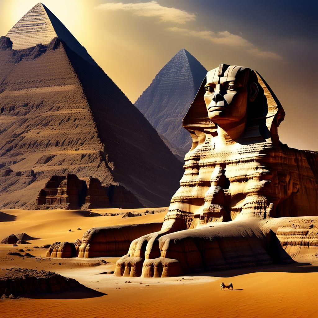 Monumental Sphinx at Pyramids: Fantasy Concept Art