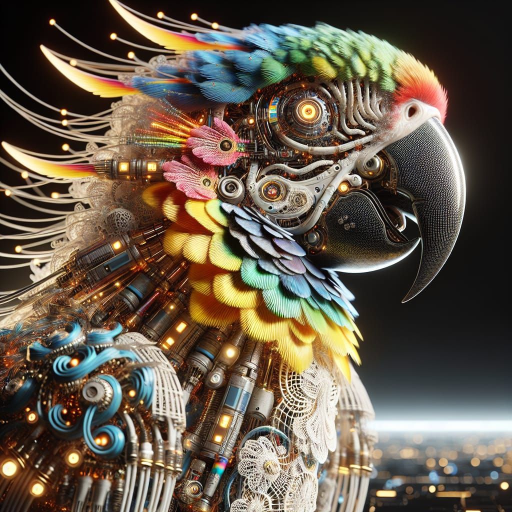 Cyber parrot  by @Manaland