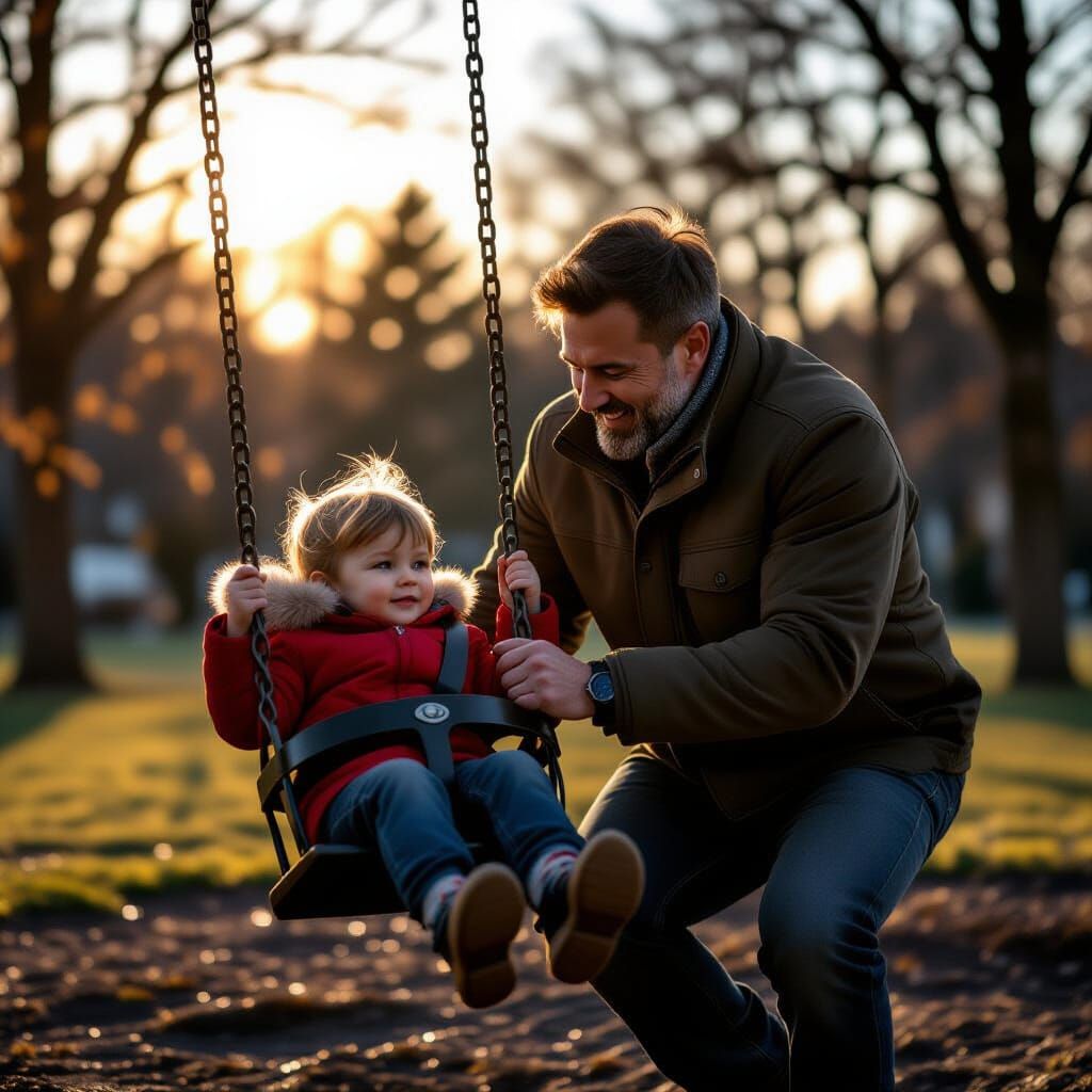 a father pushing a child on a swing with a little to much strength
  by @Maria Simoes Coelho