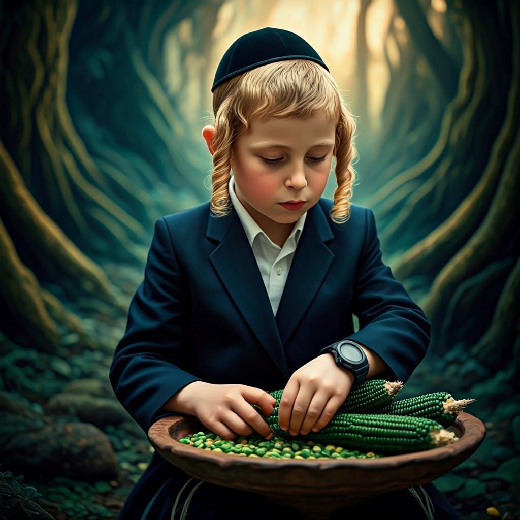 Ethereal Boy Enveloped by Mystical Forest