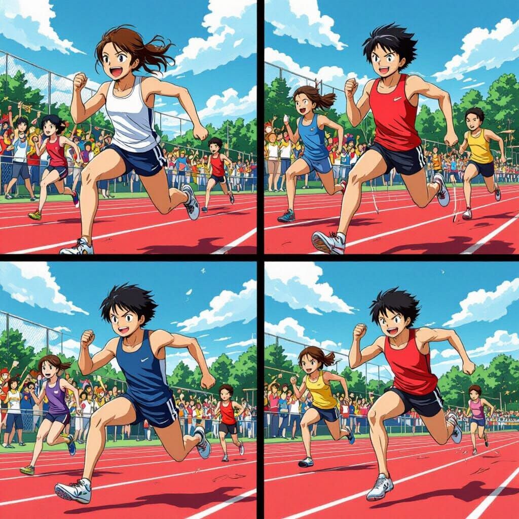 Energetic High School Track Comic in Manga Style