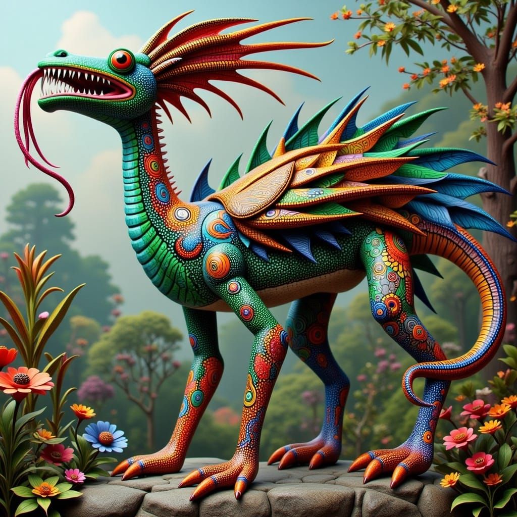 frog giraffe dragon heron, Hybrid creature <lora:Alebrije Creatures:1.0> 