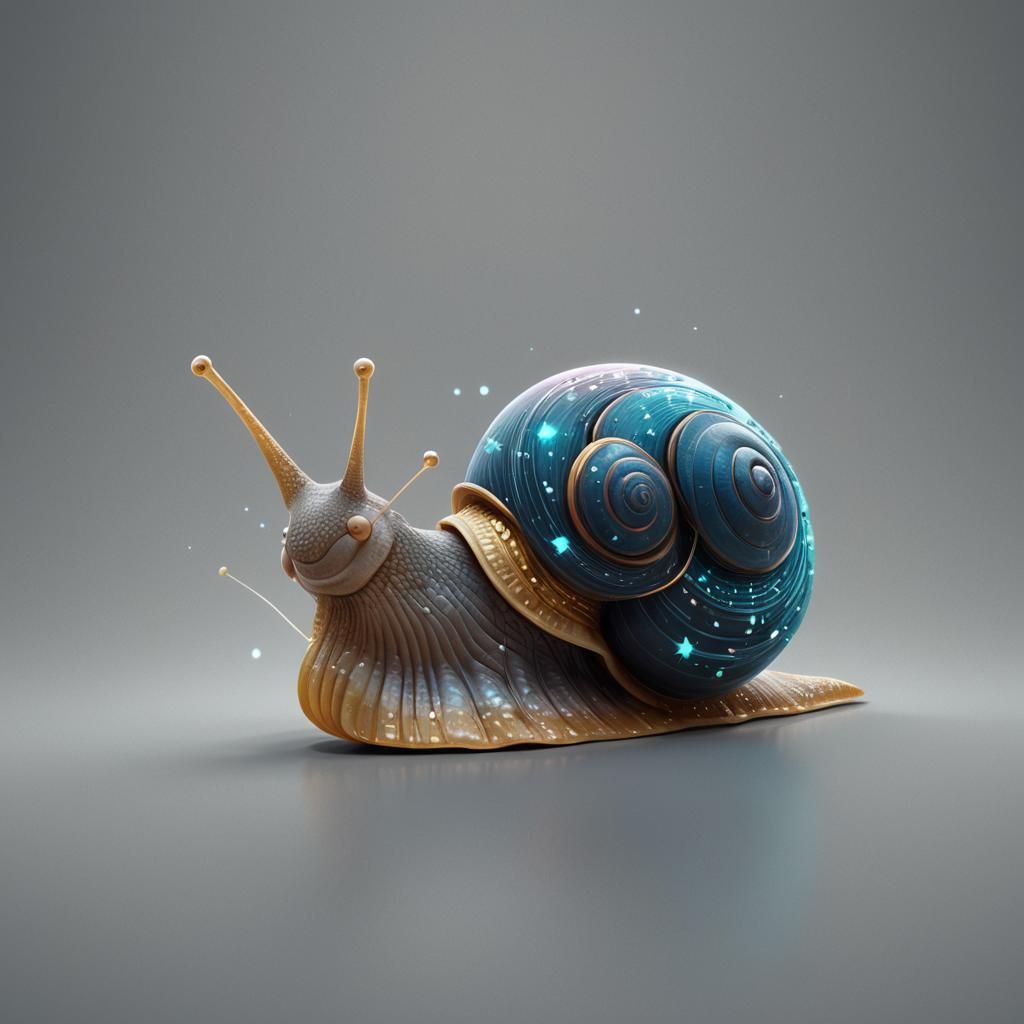 A blue snail with a double helix