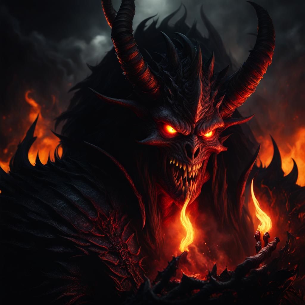 Scary evil demon lord. Dark fantasy, Dark fire and flame. - AI ...