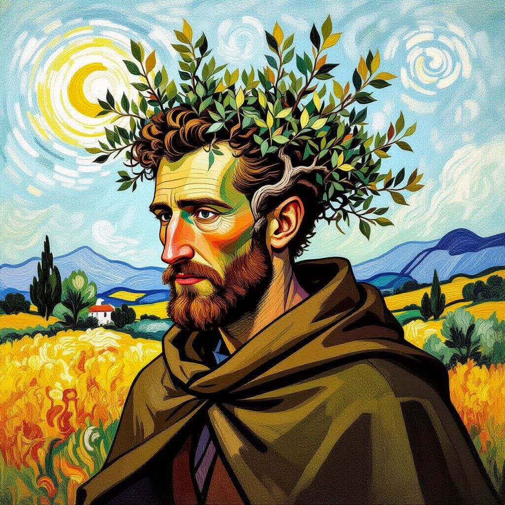 Olive Tree Man: A Post-Impressionistic Portrait